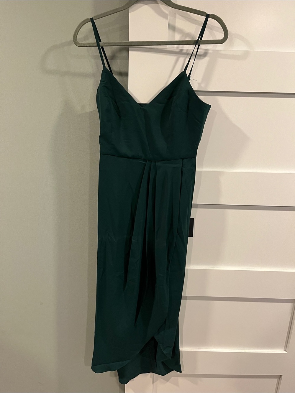 Lulu's Deep Emerald Spaghetti Strap Midi Dress